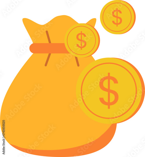 Money Bag with Coins Illustration