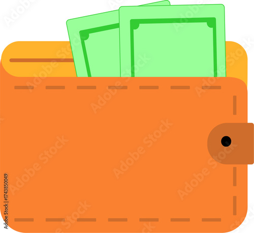 Illustration of Wallet with Cash Money