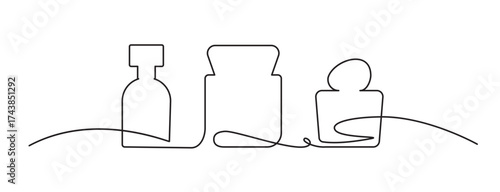 Continuous line perfume bottle. Hand drawn eau de toilette fragrance spray
