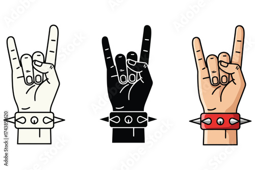 Vector art of rock and roll hand sign gesture of heavy metal music and rock culture