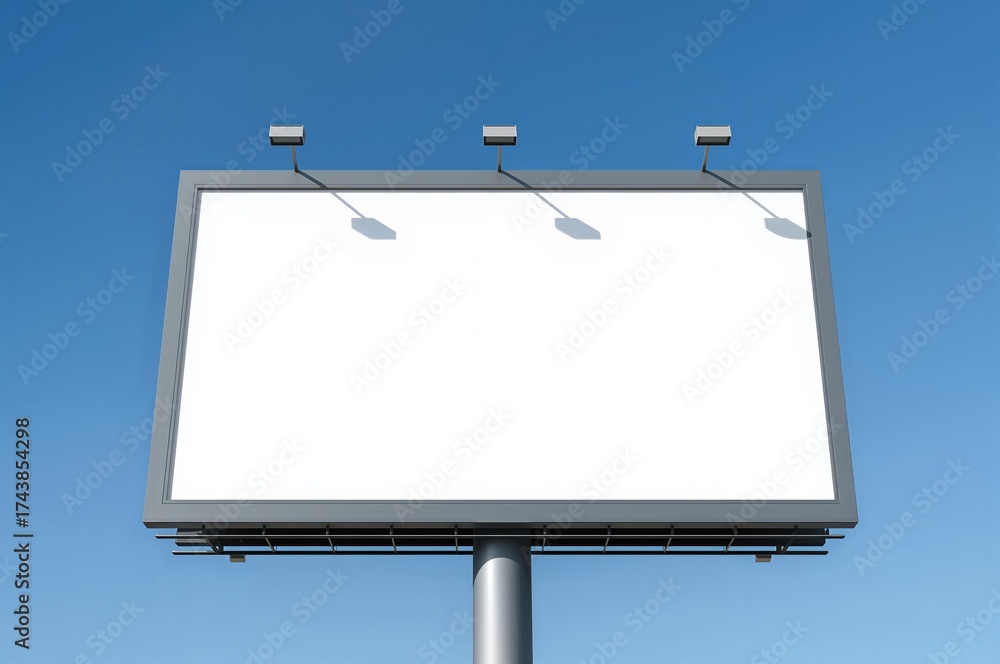 Obraz premium Empty billboard against a clear blue sky ready for advertising