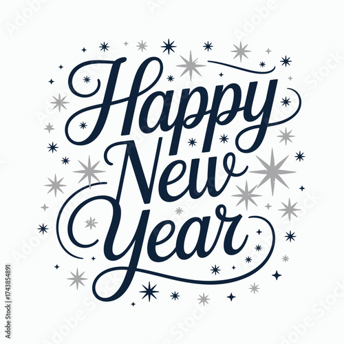 Sophisticated happy new year vector illustration festive greeting card scalable eps graphic silhouette vector illustration white background