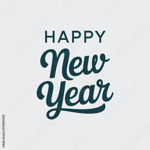 Happy new year script typography festive celebration greeting vector illustration eps scalable icon silhouette vector illustration white background