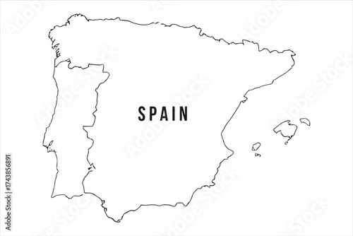 Vector art of spain and portugal map outline, showcasing the iberian peninsulas geography
