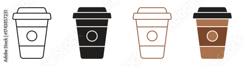 Takeaway coffee icon set ,paper coffee cup icon isolated on white background. Vector illustration .

