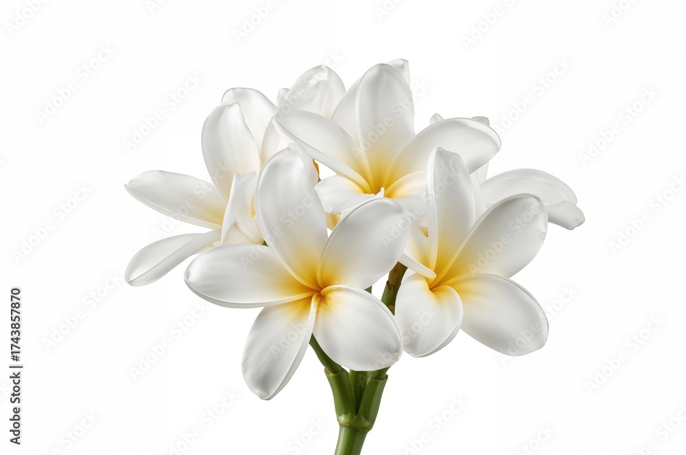 Fototapeta premium Blooming white Plumeria blossoms