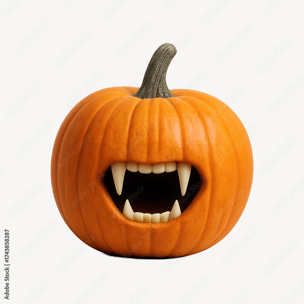 Fototapeta premium Halloween pumpkin with fangs
