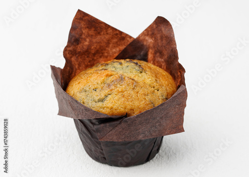 фотографія Freshly Baked Blueberry Muffin in a Tulip Liner