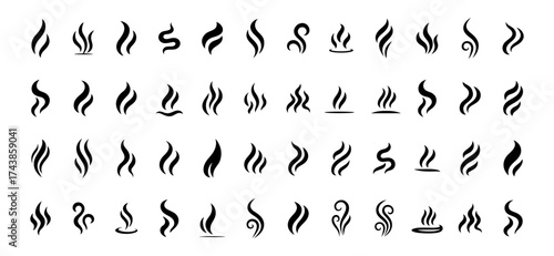 Smoke steam icon vector design element logo template.  Heat, hot, cooking symbol vector.