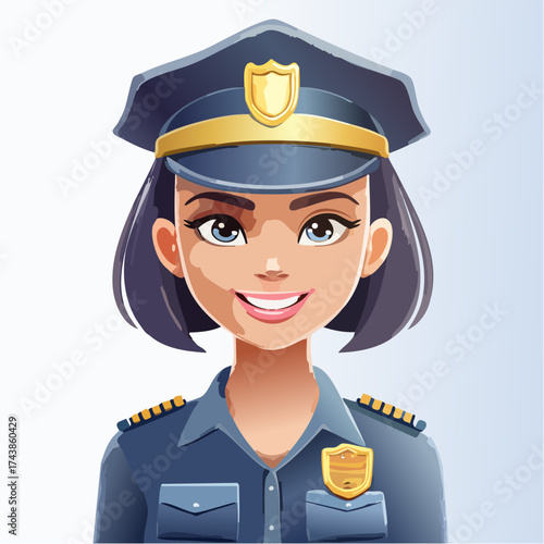 Female police officer portrait with transparent background