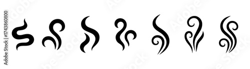 Smoke steam icon set vector hot aroma heat design on transparent background