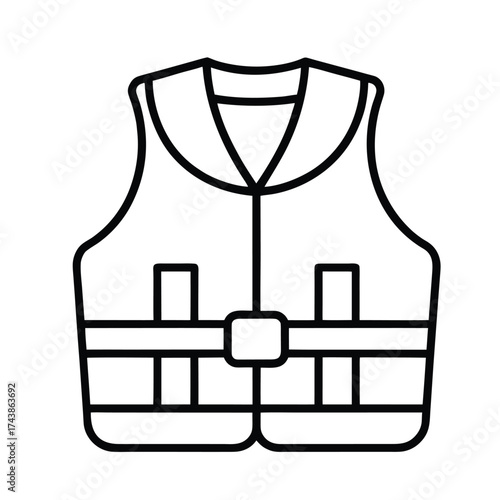 Outline icon of a lifejacket. Vector illustration line art of a lifejacket.