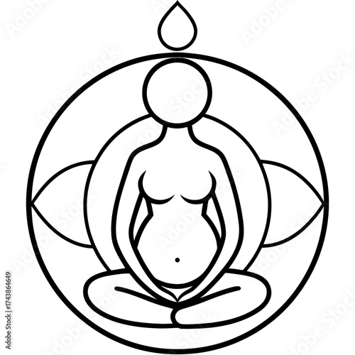Pregnant woman in lotus position symbolising health motherhood and spiritual connection in black and white