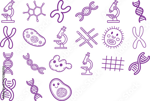 Illustrative biology icons perfect for science education and research projects