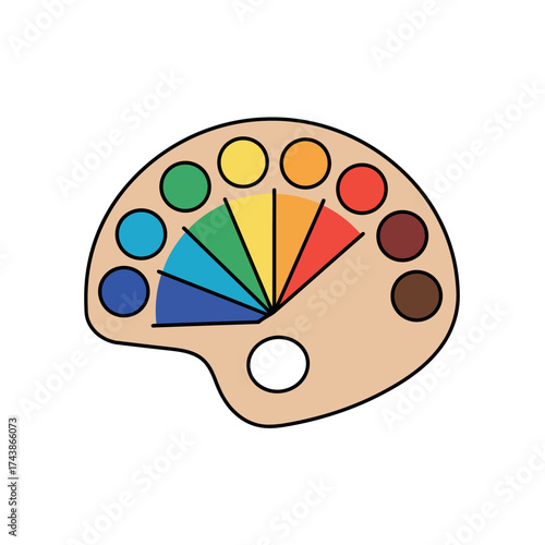 Art palette with colorful paints and brushes.