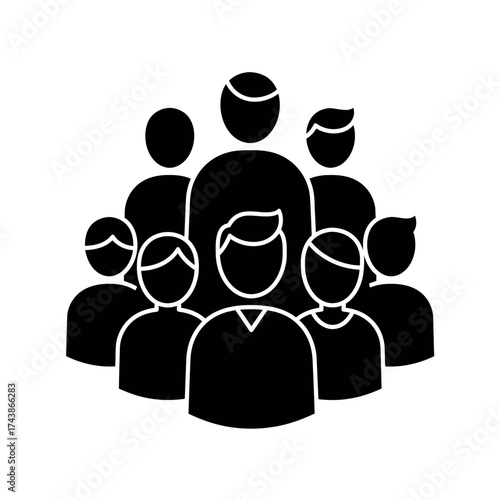 Diverse Group of People Icon Representing Community and Teamwork.
