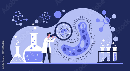 Exploring the microscopic world of bacteria and viruses in a scientific laboratory setting.