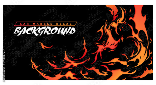 background banner abstract anime fire flame blaze red stripes vector livery wrap design illustration simple sparks