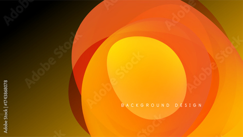 Abstract orange layers create circular design. Bright yellow center contrasts dark background. Modern, vibrant visual element.