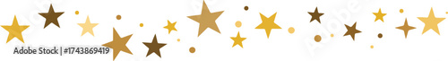 Gold stars border divider. Golden star wave decoration banner, festive glitter garland for holiday and celebration design – vector illustration