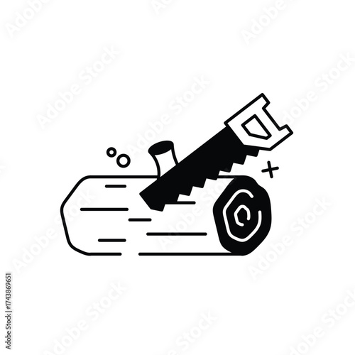 Wood Cutting Icon vector
