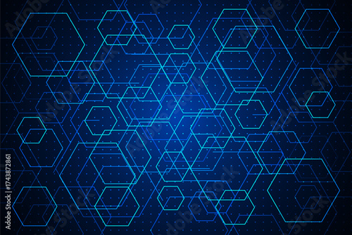 vector sci-fi hexagonal futuristic pattern, innovation future technology background	

