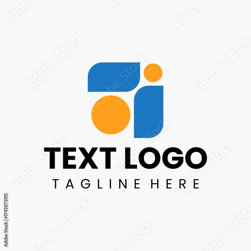 Bold, vibrant logo with striking blue and orange hues
