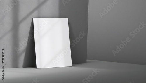 Blank white A4 paper in portrait orientation on a gray, double-sided background