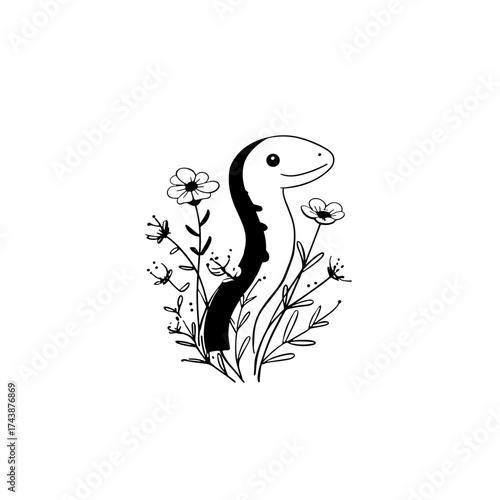 Moray Eel. Moray Eel simple black and white line art vector logo