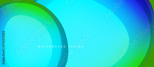 Abstract fluid shapes, vibrant blue, green gradients. Modern design, smooth transitions create dynamic visual effect. Background element.
