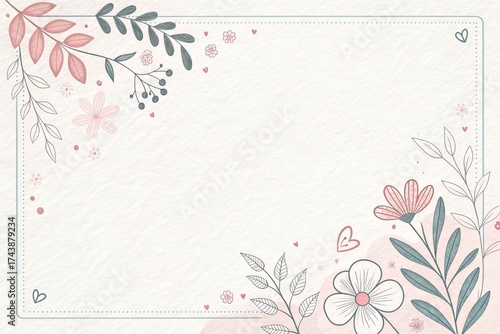 doodle nature and leaf paper motive texture background