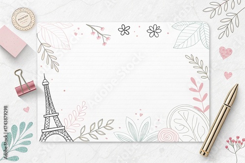 doodle nature and leaf paper motive texture background