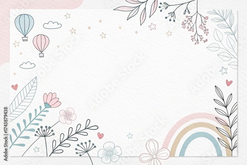 doodle nature and leaf paper motive texture background