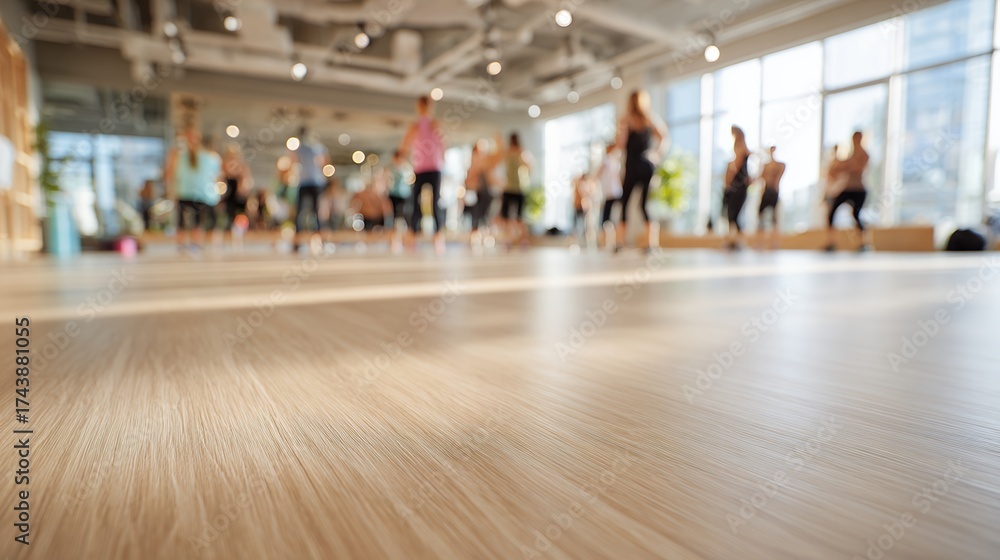 Fototapeta premium people exercise in brightly lit studio
