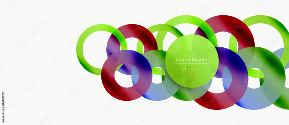 Obraz premium Abstract colorful circles overlap, creating dynamic visual effect. Modern design element for backgrounds, banners, presentations.
