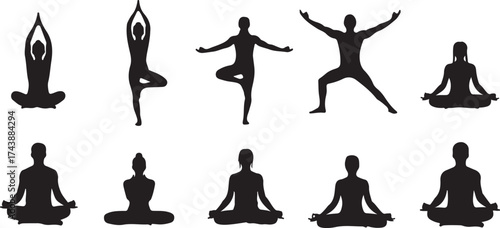Yoga & Meditation Silhouette Illustration