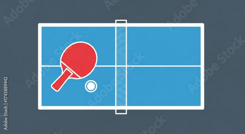 Table tennis setup with paddle and ball, representing sport, recreation, and competition, for leisure activities