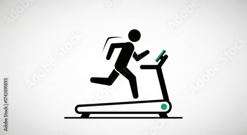 Silhouette of a person running on a treadmill, depicting fitness and exercise, for easy integration