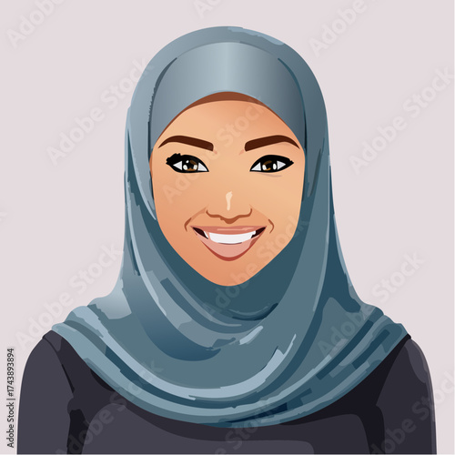 Smiling muslim woman portrait with transparent background
