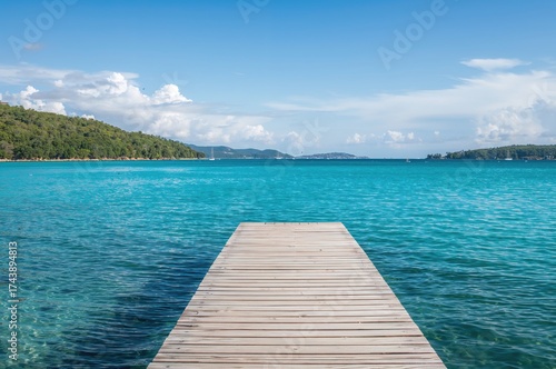 Wallpaper Mural Floating wooden pier on clear blue water Torontodigital.ca