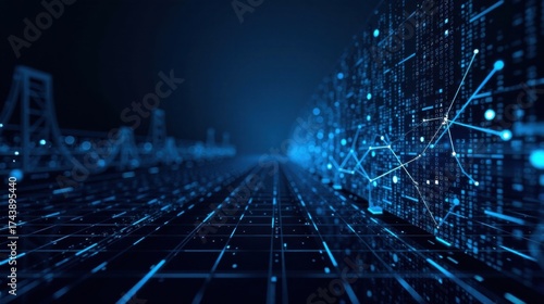 Wallpaper Mural Abstract Digital Highway  A Futuristic Network Visualization Showing Data Flow and Connectivity Torontodigital.ca