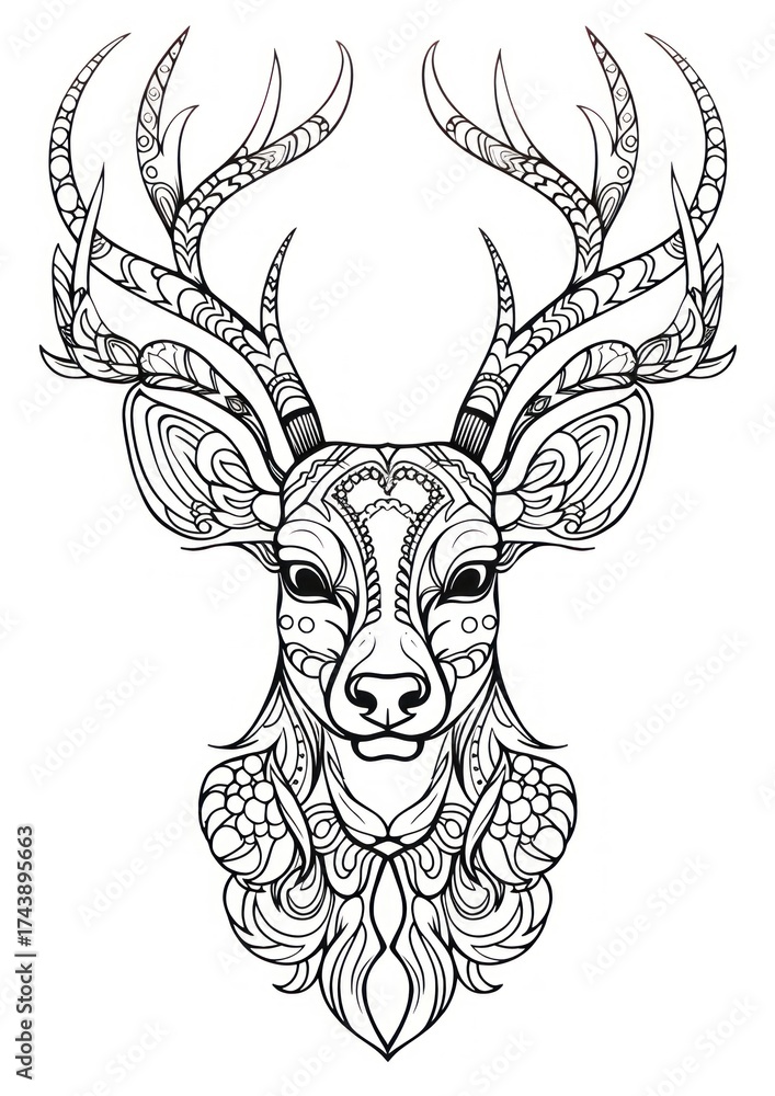 Naklejka premium Deer sketch drawing animal.