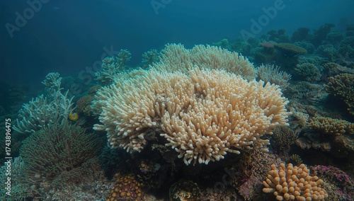 Wallpaper Mural Coral Whitening - Loss of Symbiotic Algae in Polyps Causes White Appearance. Absence of Zooplankton. Impact of Ocean Temperature Rise and Environmental Changes on Marine Ecosystems. Torontodigital.ca