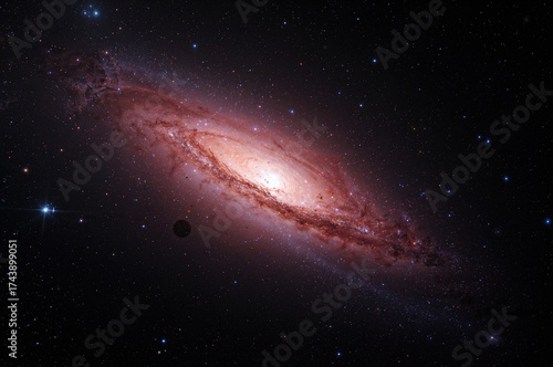 This image features a cosmic scene with an explosion, supernova, bright star nebula, and far-off galaxy set against a detailed space background supplied by a space agency.