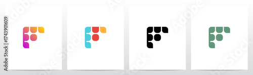 Connected Pieces Geometric Abstract Letter Initial Logo Design F