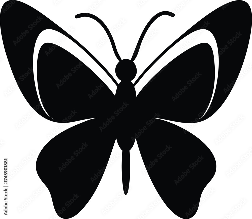 Fototapeta premium Butterflies Silhouette Vector Black Flying Insects Set Transparent Background Clipart