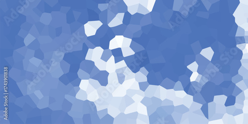 Abstract Mosaic Pattern of Blue and White Polygonal Shapes Creating a Textured Geometric Background with a Gradient Effect