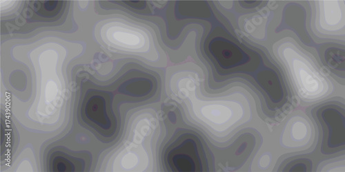 An abstract topographic map or contour line pattern rendered in grayscale with smooth, flowing shapes and distinct color bands, suggesting elevation changes or fluid dynamics for scientific or