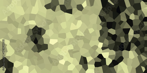 Geometric mosaic abstract background with irregular polygonal shapes in a muted palette of beige and dark grey tones creating a textured and modern surface