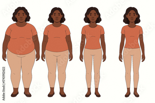 Weight Loss Transformation of a Black-Skinned Woman from Obese to Slim
